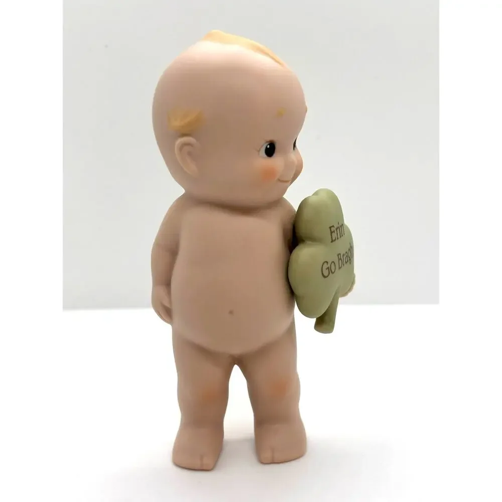 VTG '93 Jesco/Enesco Rose O'Neill Porcelain Kewpie Doll w/Erin Go Bragh Shamrock